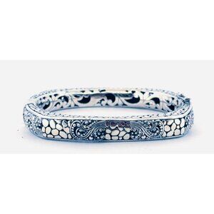Estate Sarda Sterling Silver 925 Filigree Hinged Bangle Bracelet 6" 38.1g
